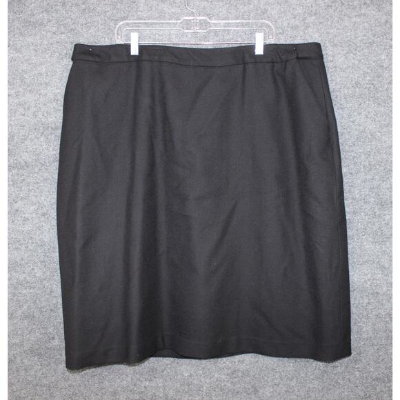 Land's End 100% Wool Skirt Women's 20 Black Box below Knee - Picture 1 of 11